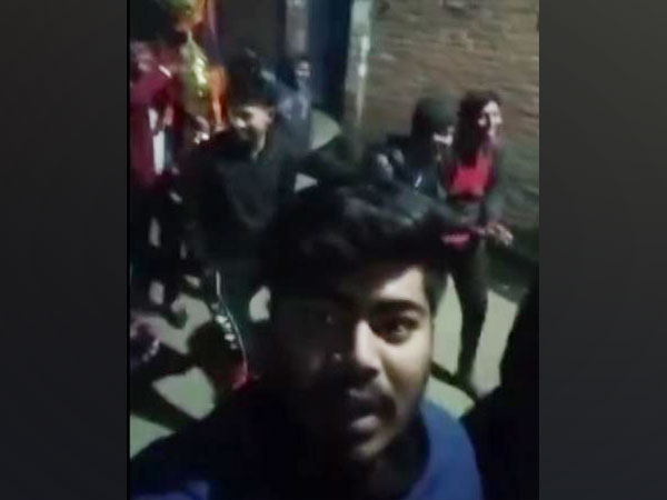 A still from the video that went viral on social media of youth chanting pro-Pakistan slogans