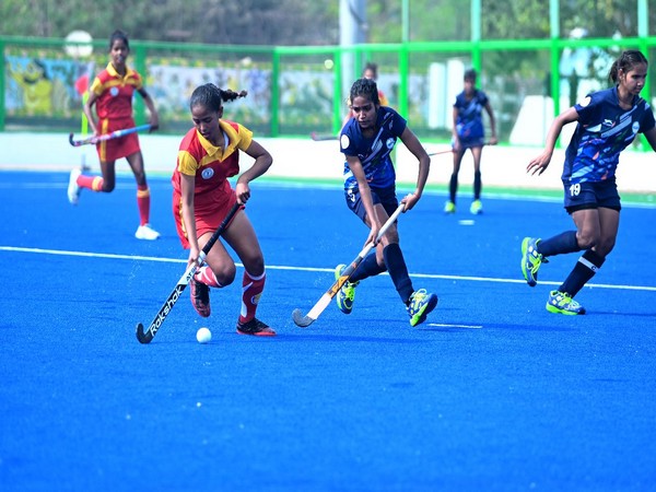 Players in action during day-3 of Khelo India Youth Games 2022 Women's Under-18 (Image: Hockey India)