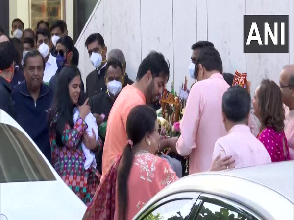 Isha Ambani arrives at her Mumbai residence with her newborn twins (ANI Photo)