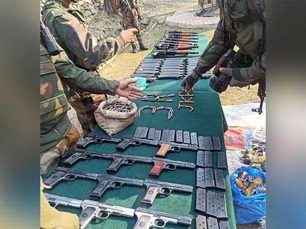 Arms and ammunition recovered in the search operation. (Photo/ANI)