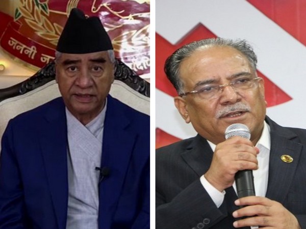 Nepal's caretaker Prime minister Sher Shah Deuba with Maoist Centre chair Pushpa Kamal Dahal (File image)