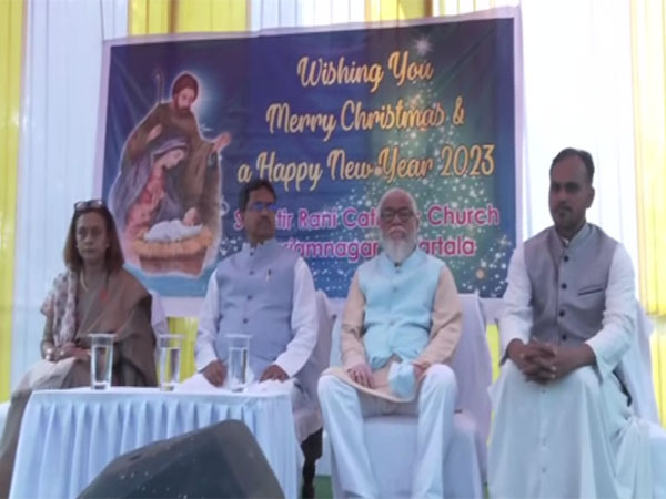 Tripura CM Manik Saha at the Christmas celebration. (Photo/ANI)