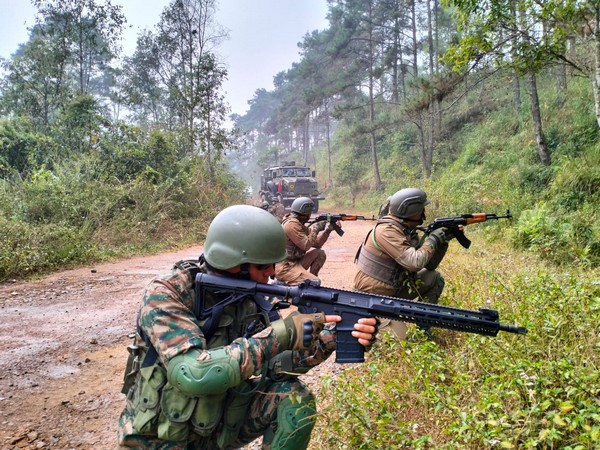 India-Kazakhstan joint military exercise in Meghalaya's Umroi. (Photo/ANI)