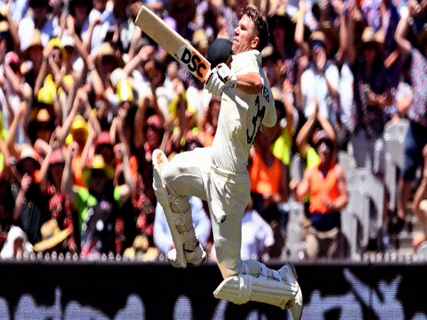 Warner celebrating in the second test (Photo: ICC Twitter)