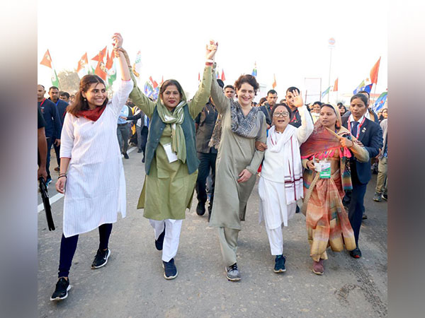 Priyanka Gandhi during the 'Bharat Jodo Yatra' on Monday. (Photo/Source: @priyankagandhi)