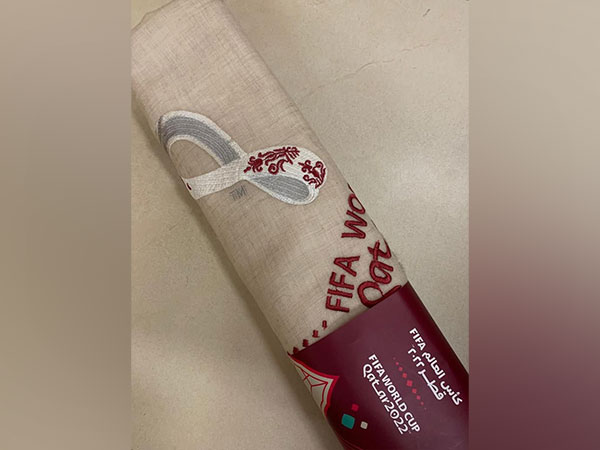 Pashmina shawl from Kashmir with embroidered logo at the Al Bayt stadium, Doha, Made in India at FIFA. (Photo Credit - Twitter/Seetu Mahajan Kohli)