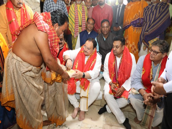 Bharatiya Janata Party national president JP Nadda in Bhagabati temple (Photo Courtesy: JP Nadda/Twitter)