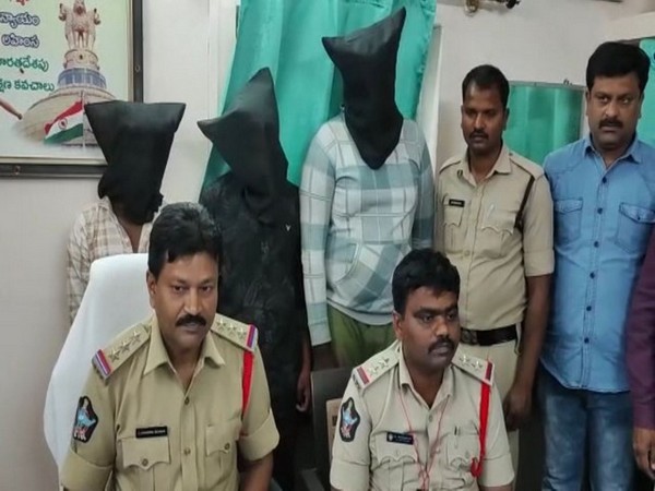 Palamaneru Police with the three arrested accused. (Photo/ANI)