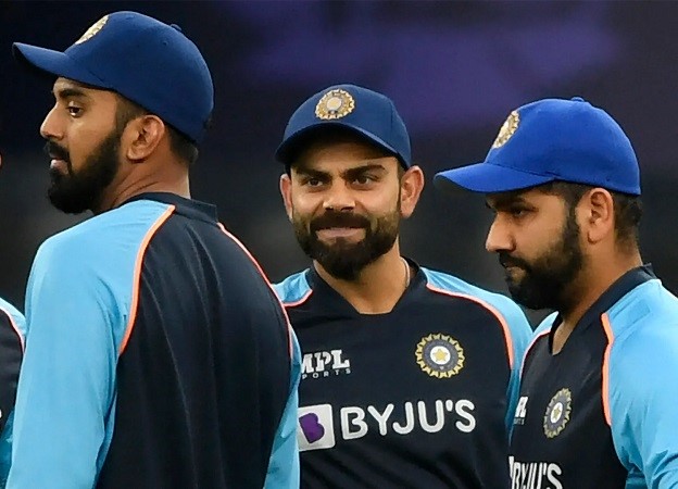 KL Rahul, Virat Kohli and Rohit Sharma. (Photo:ICC)