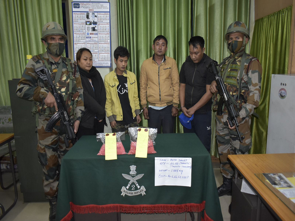 Assam Rifles recovers Meth tablets worth Rs 6.66 crore, apprehended 4 persons from Aizawl during a joint operation on Thursday(Photo/ANI)