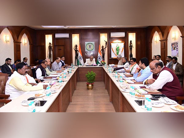 Chhatisgarh Chief Minister Bhupesh Baghel at the meeting with his Council of ministers. (Photo/ANI)