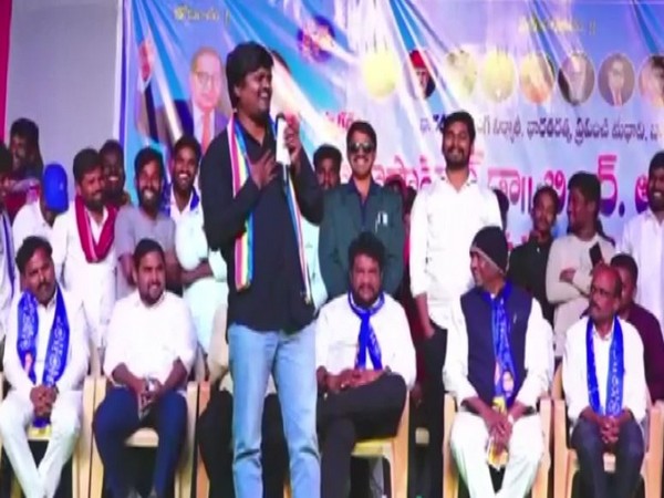 Bairi Naresh during a public rally (Photo/ANI)