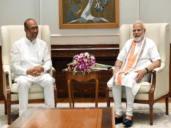 Prime Minister Narendra Modi and Manipur Chief Minister N Biren Singh (File Photo/ANI)