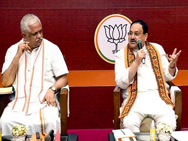 BJP General Secretary (Organisation) BL Santhosh and party chief JP Nadda (Photo:ANI)