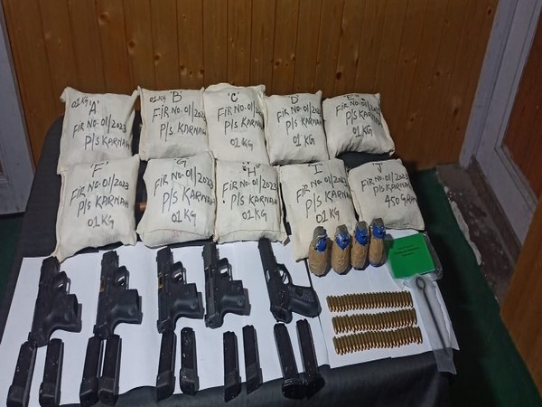 Arms, ammunition, and narcotics recovered from the accused (Photo/ANI)