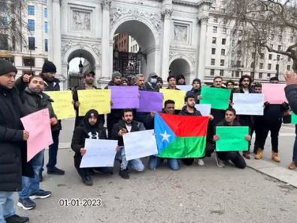 Baloch activists hold protest in London (Screengrab taken from Baloch Republican Party UK Zone Twitter account)