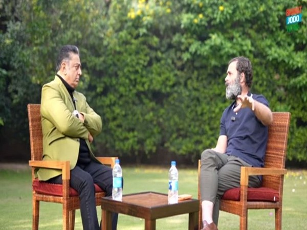 Congress MP Rahul Gandhi, Actor turned politician Kamal Haasan (Photo: Twitter/ Bharat Jodo Yatra)