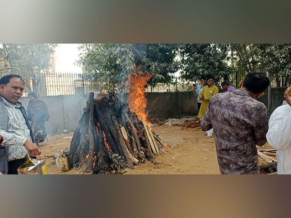 cremation of Jain saint Muni Sugyeya Sagar. (ANI/photo)