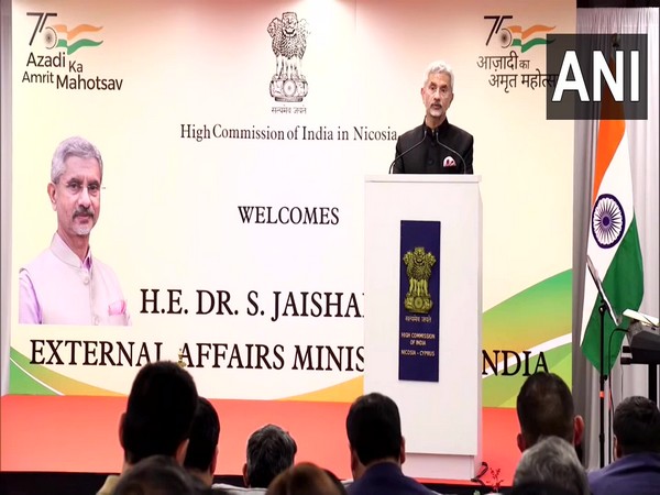 External Affairs Minister S Jaishankar interacting with Indian diaspora in Cyprus (Photo/ANI)