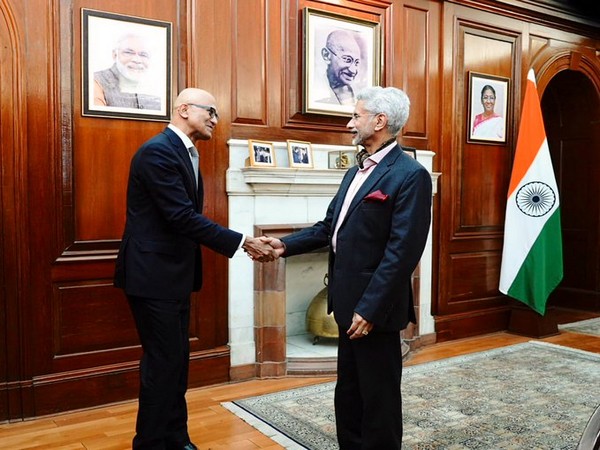 External Affairs Minister S Jaishankar met Microsoft CEO Satya Nadella on Wednesday (Photo Credit: Jaishankar's twitter)