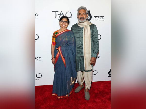SS Rajamouli with his wife Rama Rajamouli at NYFCC (Image Source: Twitter)