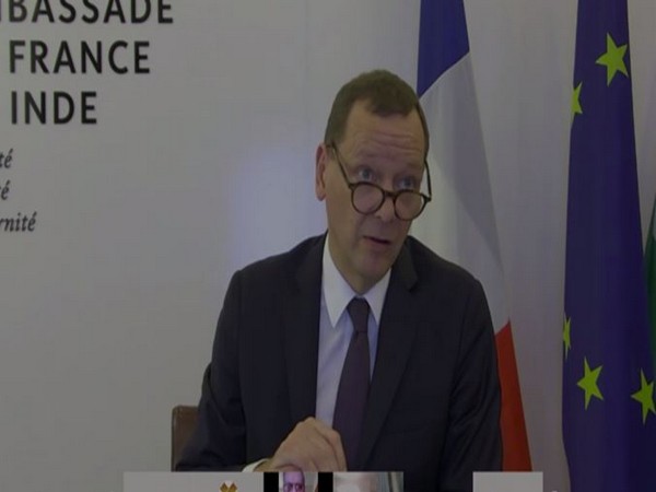 French President Emmanuel Macron's top advisor Emmanuel Bonne speaking at an event in New Delhi. (Photo: ANI)