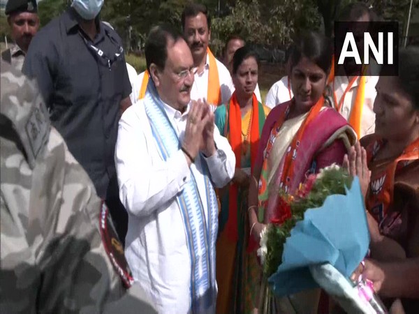 BJP national president JP Nadda warmly received by party workers (Photo: ANI)