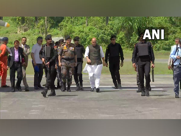 Union Defence Minister Rajnath Singh arrives in Nicobar Island (Photo/ANI)