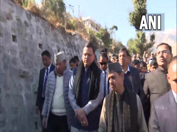 Uttarakhand CM Dhami in Joshimath (Photo/ANI)
