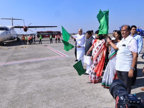 Odisha Chief Minister Naveen Patnaik flags off the first flight to Rourkela Airport (Photo/Naveen Patnaik Twitter)