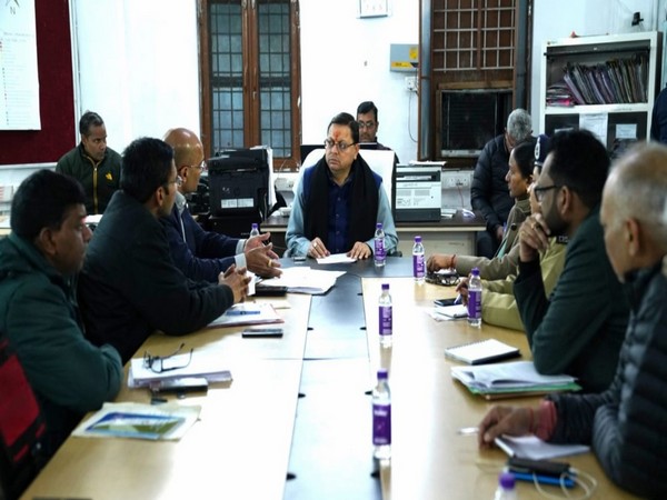 Uttarakhand Chief Minister Pushkar Singh Dhami at a meeting with senior officials. (Photo/ANI)