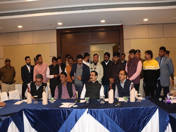 Madhya Pradesh Home Minister Narottam Mishra talking to media persons in Indore