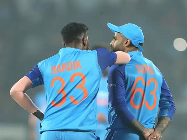 India skipper Hardik Pandya with Suryakumar Yadav after third T20I in Rajkot (Image: BCCI Twitter)