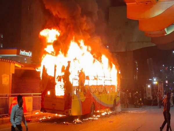 A still of the bus that caught fire last night (Photo/ANI)