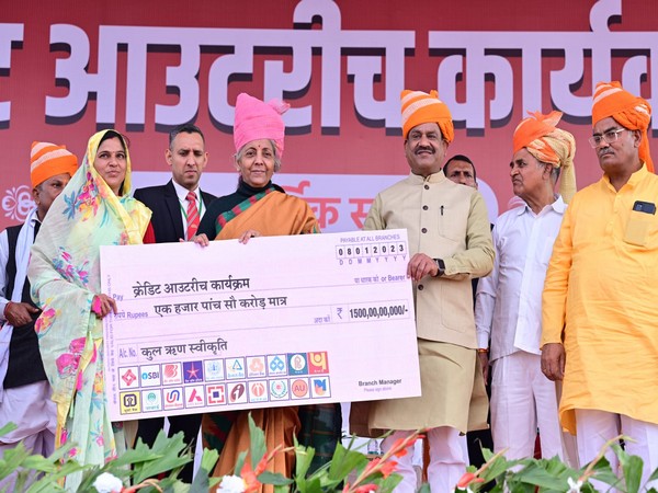 Lok Sabha Speaker Om Birla and Finance Minister Nirmala Sitharaman participate in credit outreach programme in Kota (Photo/ANI)