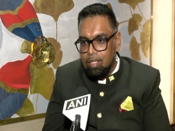 Guyana President Mohamed Irfaan Ali speaking with ANI on Monday.