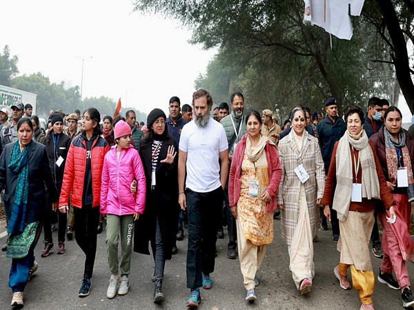 Rahul Gandhi during all women walk day (Photo/ANI)