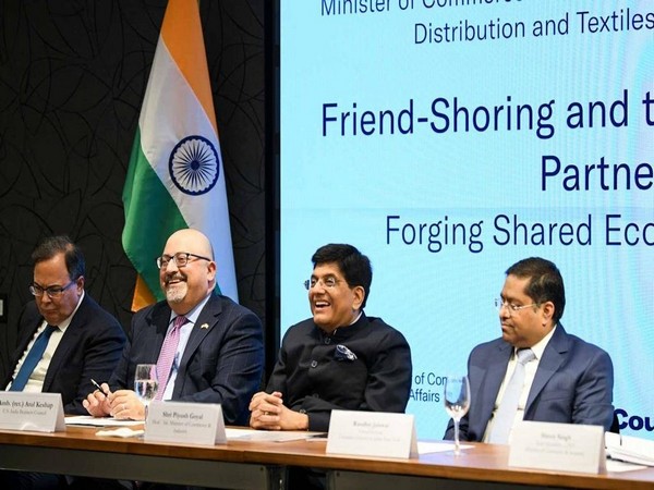 Union Minister of Commerce and Industry Piyush Goyal addressing business roundtable organized by USIBC at Nasdaq, New York. (Photo Credit - Twitter)