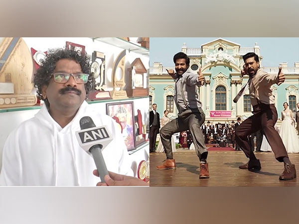 RRR Lyricist Chandrabose, Ram Charan, Jr NTR (Image source: ANI, Twitter)