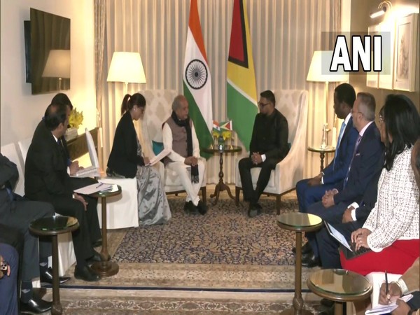 President of Guyana Mohamed Irfaan Ali meets Agriculture minister Narendra Singh Tomar  (Photo:Twitter/Ani)