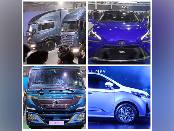 Hydrogen-powered automobile products of Tata, Toyota, Eicher and MG Motors (Image Source: ANI Photos)