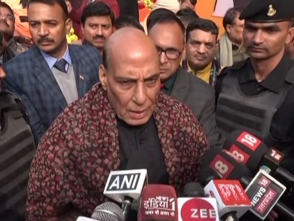 Defence Minister Rajnath Singh in Lucknow (Photo/ANI)