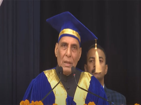 Defence Minister Rajnath Singh in Lucknow (Photo/ANI)