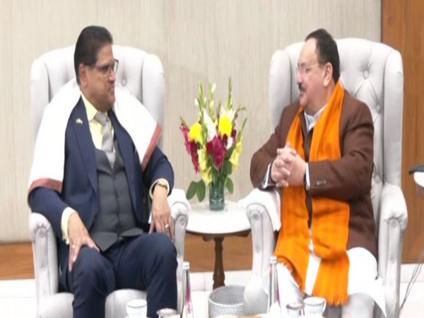 Suriname President Chandrikapersad Santokhi meets BJP National President Jagat Prakash Nadda (Source: ANI)