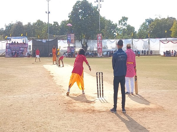 Saints playing cricket match in Chhatarpur
