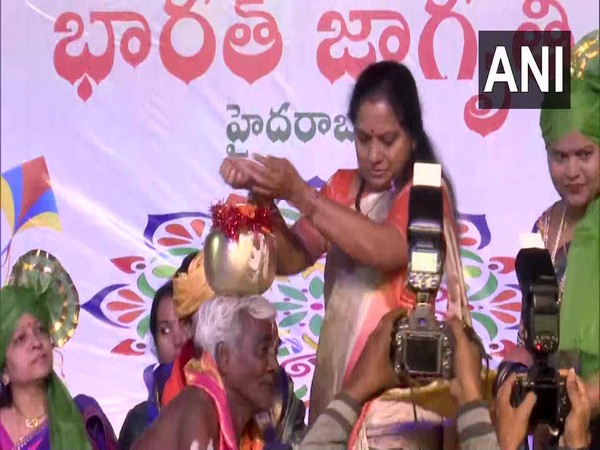 K Kavitha at Bhogi celebrations (Photo/ANI)