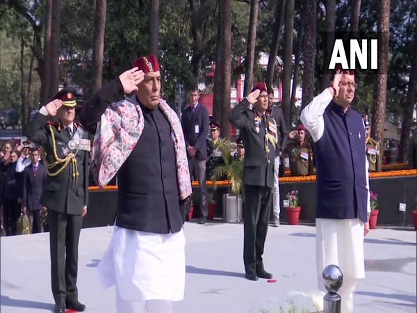 Defence Minister Rajnath Singh in Dehradun (Photo/ANI)