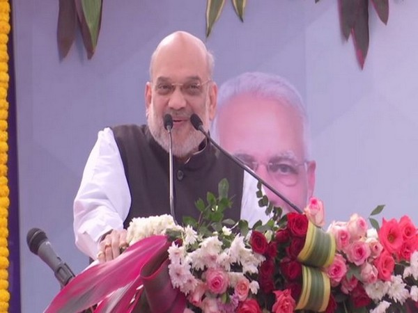 Union Home Minister Amit Shah at Gandhinagar on Sunday. (Photo/ANI)