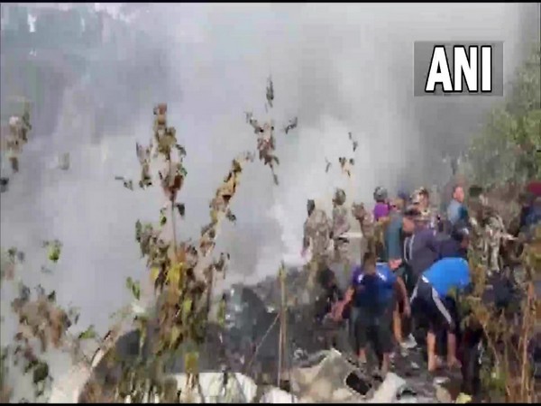 The Yeti Airlines flight which crashed in Pokhara. (Courtesy: Sagarmatha TV)