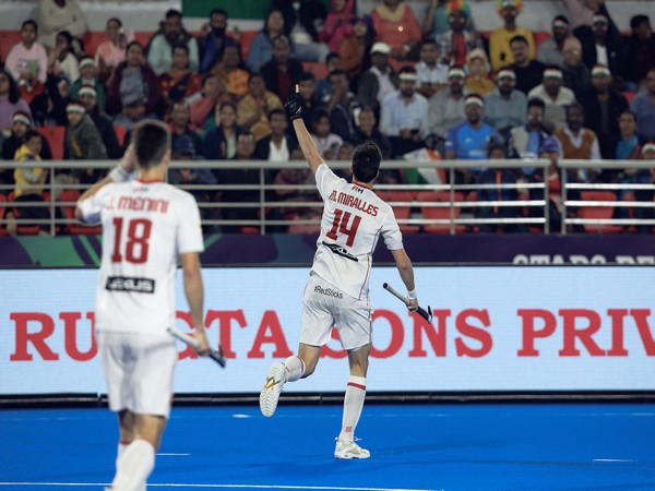Spain team celebrating a goal. (Photo- HI Twitter)